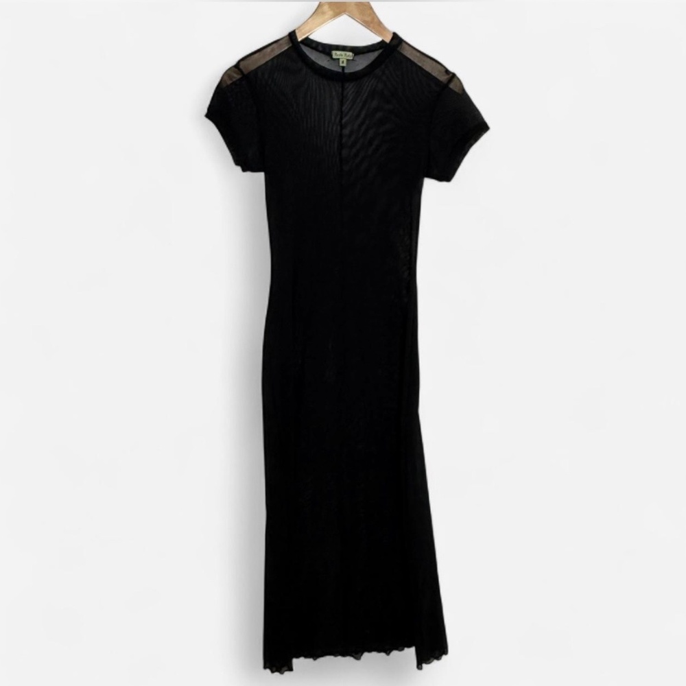 Black mesh sheer maxi dress medium Y2K vibes grunge goth whimsigoth layering